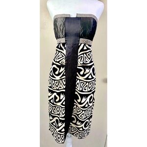 Nicole Miller Collection Black-Ivory Strapless Cocktail Dress 94% Silk - SZ 4